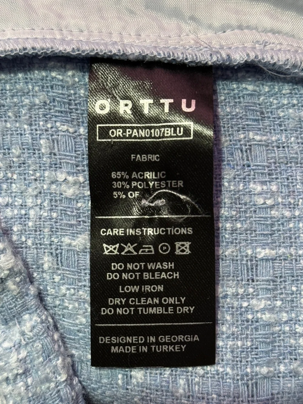 ORTTU Light Blue Tweed Cropped Pants Men’s Sz M